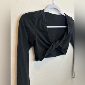 Skims Black Crossover Cropped Long Sleeve